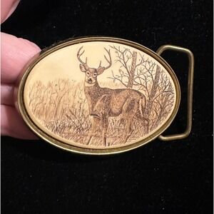 Barlow Belt Buckle Deer Stag Elk Buck Hunt Hunting Solid Brass 1981 USA